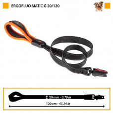 Повідки з автоматичним гачком для собак Ferplast Ergorfluo Matic G (Ферпласт Ергофлуо Матіс Джі) G 20/120 - 20 мм x L 120 см - max 60 кг, Оранжевий