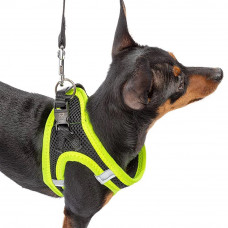 Нагрудне світлоовідбивча шлейка для собак з дихаючий нейлон Ferplast Kaori P (Ферпласт Каорі П) S - A: 30  блядь 32 см - B: 36 use 44 см, Жовтий
