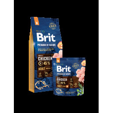 Brit Premium by Nature Adult М (Брит Преміум Нечурал Едалт М) сухий корм із куркою для середніх собак 10-25 кг.