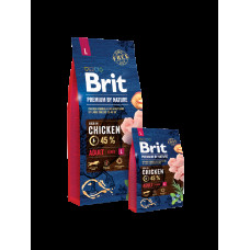 Brit Premium by Nature Adult L (Брит Преміум Нечурал Едалт Л) сухий корм із куркою для великих собак 25-45 кг.