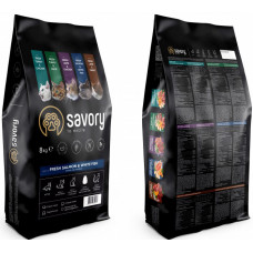 Savory Adult Cat Gourmand Fresh Salmon & White Fish (Сейворі Едалт Кет Гурман) корм для довгошерстих котів 8 кг.