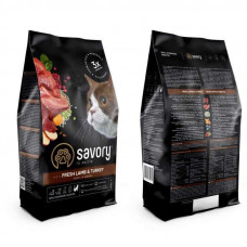 Savory Adult Cat Sensitive Digesion Fresh Lamb & Turkey (Сейворі Едалт Кет Сенситив) корм для котів для ЖКТ 0.4 кг.
