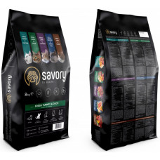 Savory Adult Cat Gourmand Fresh Turkey & Duck (Сейворі Едалт Кет Гуман) корм для котів привертних в їжу вісім кг.