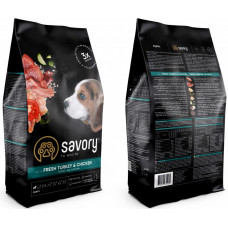 Savory Puppy Chicken Rich in Fresh Turkey (Сейворі Паппі Курка і Індейка) корм для цуценят 1 кг.