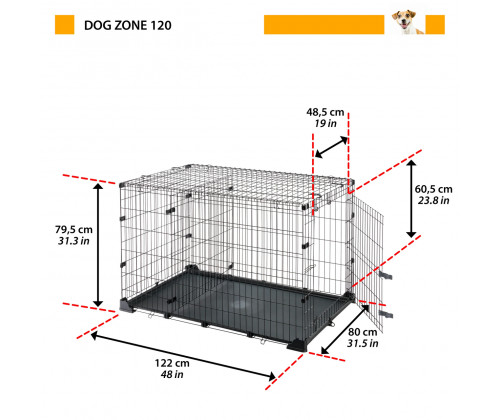 Клетка для собак и щенков Ferplast Dog Zone (Ферпласт Дог Зона) 80х122х79.5 см - 120 Клетка для собак и щенков Ferplast Dog Zone (Ферпласт Дог Зона) 80х122х79.5 см - 120